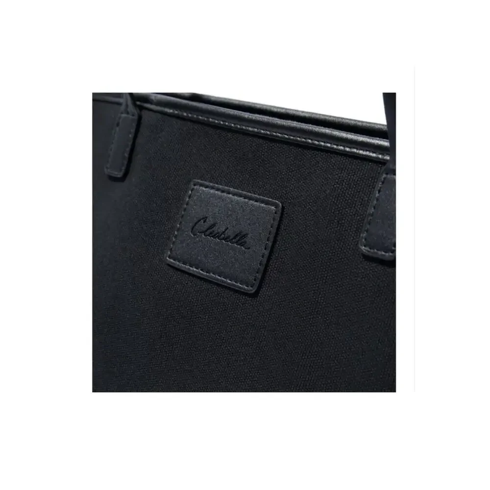 NWT $98 CLEOBELLA Cotton Canvas Tote Black Vegan Leather Strap FabFitFun Sealed - Picture 4 of 6